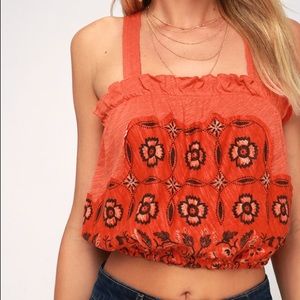 Free people orange print crop top
